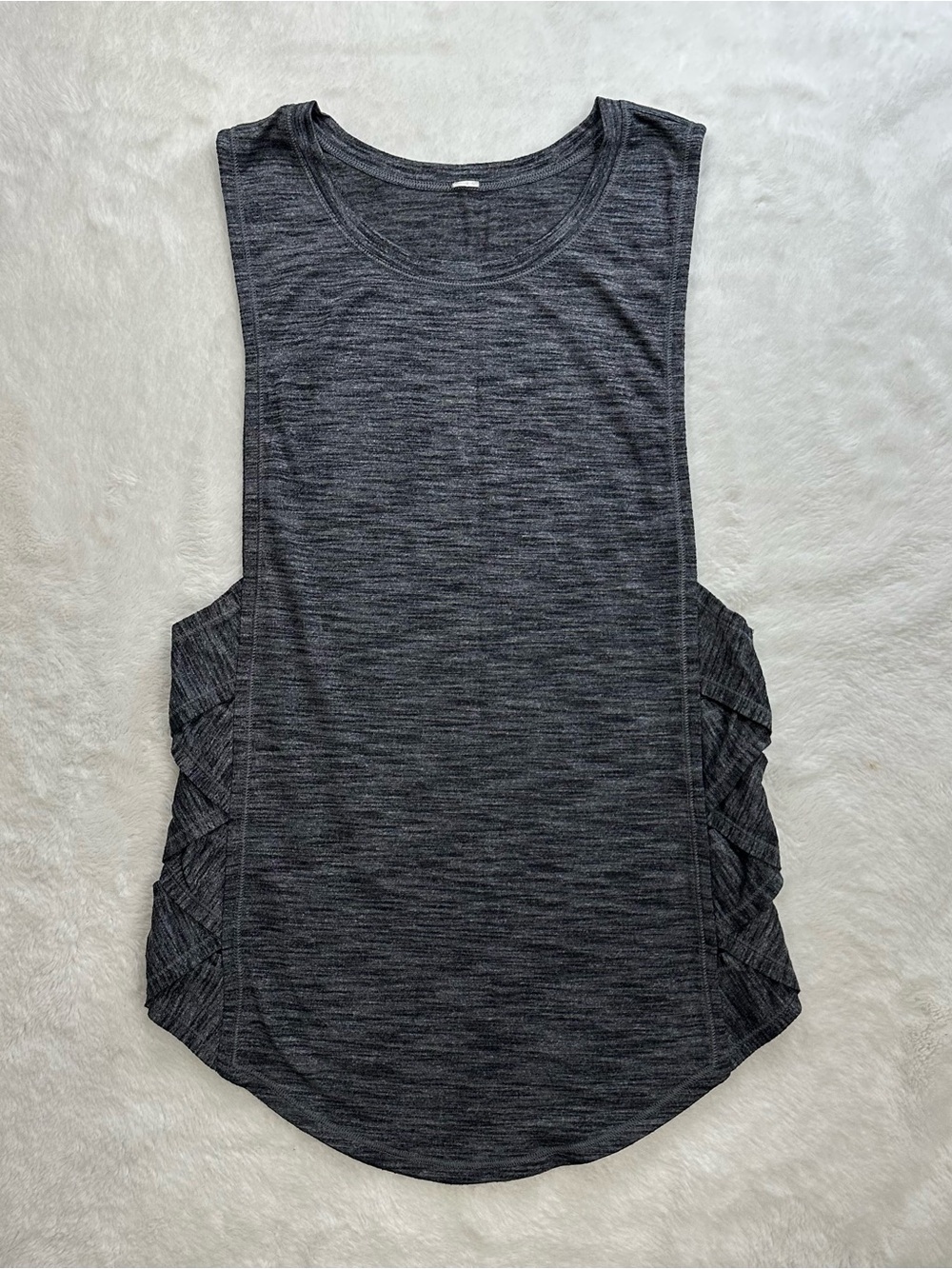 Lululemon Var-City Muscle Tank Heathered Black Size 6 Ruched Sides